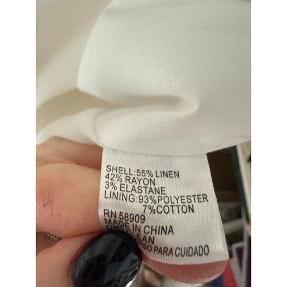 Cremieux White Button Down Short Sleeve Waist Tie Midi Linen Dress Size 6 - Picture 6 of 6